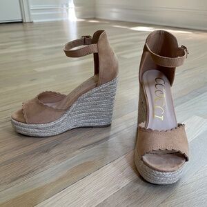 Scalloped Espadrille Wedges
